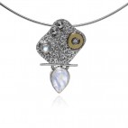 Zawieszka srebrna z kamieniem księżycowym - srebrna biżuteria artystyczna