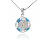 Srebrna biżuteria z opalem - zawieszka z greckim wzorem - HEBE