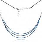 Naszyjnik srebrny z niebieskimi hematytami