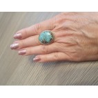 Srebrny pierścionek z turkusem z Nepalu - UNIKAT rozm. 13