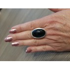Srebrny pierścionek z czarnym OBSYDIANEM