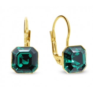 Kolczyki srebrne pozłacane Crystals w kolorze Emerald