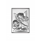 Srebrny obrazek Aniołek z latarenką nad dzieckiem 6* 9 cm "Aniele Boży.."