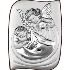 Srebrny obrazek Aniołek z latarenką nad dzieckiem 8* 10 cm