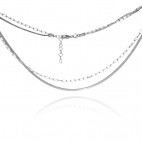 Biżuteria srebrna - Naszyjnik srebrny rodowany podwójny