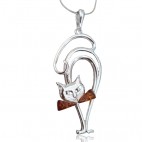 Biżuteria srebrna z bursztynem - duży dżentelmeński kot