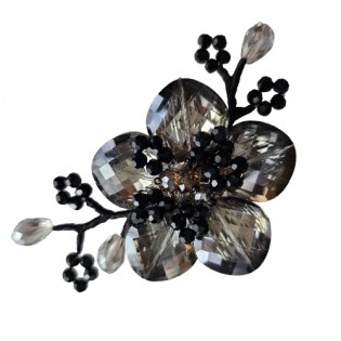 Śliczna broszka z grafitowych kryształów hydrotermalnych Biżuteria HANDMADE