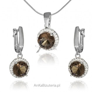 Komplet biżuteria srebrna z sultanitem i cyrkoniami