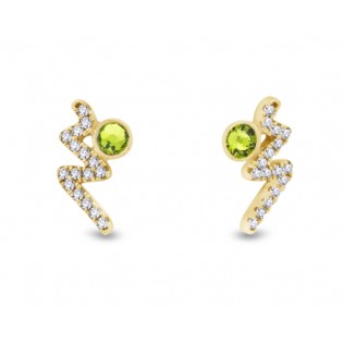Kolczyki ze srebra pozłacanego oraz ekskluzywnych kryształów w kolorze Citrus Green. Zig Zag