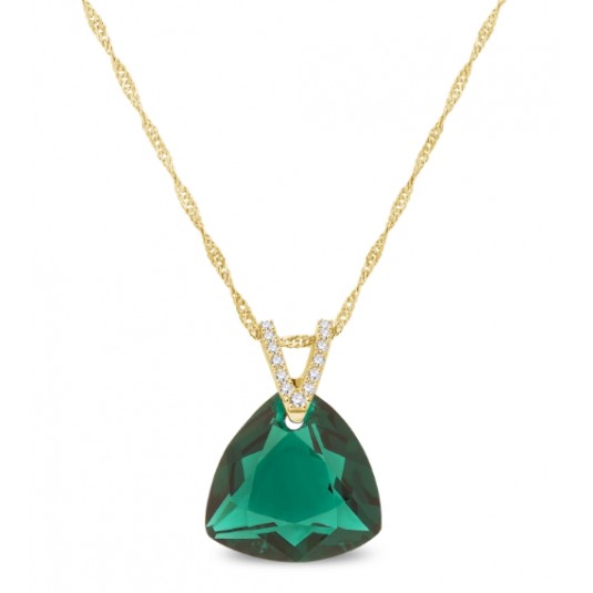 Naszyjnik srebro pozłacane z kryształami w kolorze Emerald.