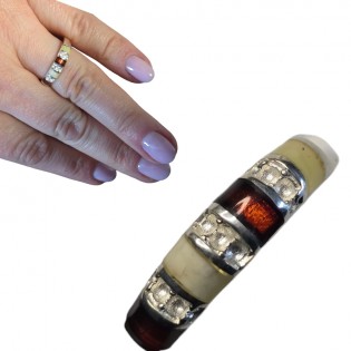 Srebrny pierścionek z bursztynem - obrączka