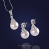 Klasyczny komplet biżuterii srebrny perły z cyrkoniami .