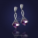 Biżuteria ze srebra-kolczyki srebrne z przepiękną fioletową cyrkonią