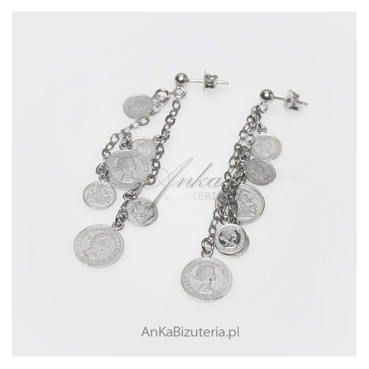 Kolczyki srebrne - biżuteria włoska - "Grosz do grosza"